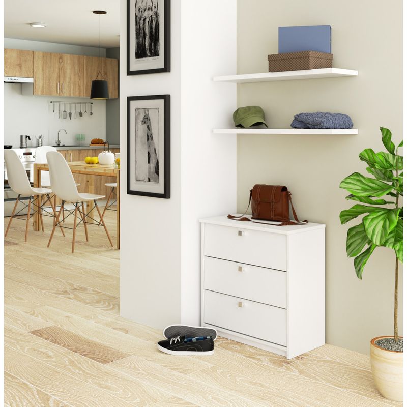 Casa si Gradina - Mobilier - Dulapuri si sifoniere - Dulapuri pantofi - Dulap pantofi MINI cu 3 usi rabatabile, PAL laminat 16 mm, 60x31x62 cm, alb - Infinity.ro