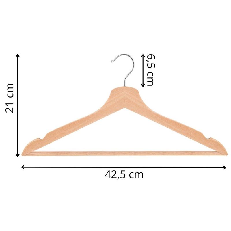 Casa si Gradina - Mobilier - Organizare si depozitare - Umerase si valeti - Set de 30 umerase din lemn cu carlig cromat rotativ, forma ergonomica, 43x21 cm, maro natur - Infinity.ro