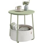 Casa si Gradina - Mobilier - Mese si birouri - Masute de cafea - Masuta de cafea rotunda cu cos de stofa, stil modern, 45x50cm, verde cu crem - Infinity.ro
