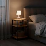 Casa si Gradina - Mobilier - Comode si corpuri - Noptiere - Noptiera cu 3 rafturi din PAL si cadru metalic, 35x31x59 cm, maro natur - Infinity.ro