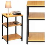 Casa si Gradina - Mobilier - Comode si corpuri - Noptiere - Noptiera cu 3 rafturi din PAL si cadru metalic, 35x31x59 cm, maro natur - Infinity.ro