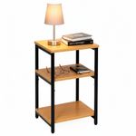 Casa si Gradina - Mobilier - Comode si corpuri - Noptiere - Noptiera cu 3 rafturi din PAL si cadru metalic, 35x31x59 cm, maro natur - Infinity.ro