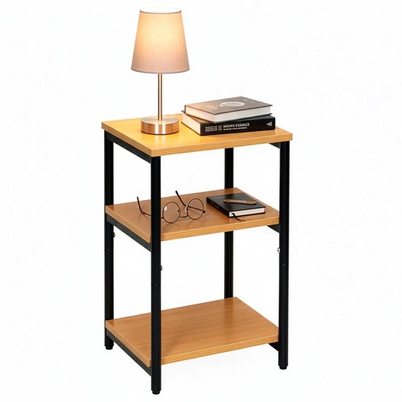 Casa si Gradina - Mobilier - Comode si corpuri - Noptiere - Noptiera cu 3 rafturi din PAL si cadru metalic, 35x31x59 cm, maro natur - Infinity.ro