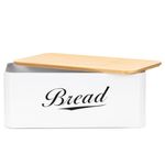 Casa si Gradina - Mobilier - Seturi de mobilier - Seturi bucatarie - Cutie pentru paine din metal cu capac din bambus, finisaj lucios, 33x18x14 cm, alb - Infinity.ro