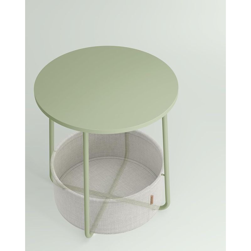 Casa si Gradina - Mobilier - Mese si birouri - Masute de cafea - Masuta de cafea rotunda cu cos de stofa, stil modern, 45x50cm, verde cu crem - Infinity.ro