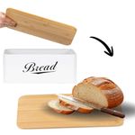 Casa si Gradina - Mobilier - Seturi de mobilier - Seturi bucatarie - Cutie pentru paine din metal cu capac din bambus, finisaj lucios, 33x18x14 cm, alb - Infinity.ro