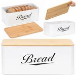 Casa si Gradina - Mobilier - Seturi de mobilier - Seturi bucatarie - Cutie pentru paine din metal cu capac din bambus, finisaj lucios, 33x18x14 cm, alb - Infinity.ro
