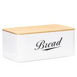 Casa si Gradina - Mobilier - Seturi de mobilier - Seturi bucatarie - Cutie pentru paine din metal cu capac din bambus, finisaj lucios, 33x18x14 cm, alb - Infinity.ro