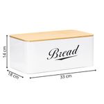 Casa si Gradina - Mobilier - Seturi de mobilier - Seturi bucatarie - Cutie pentru paine din metal cu capac din bambus, finisaj lucios, 33x18x14 cm, alb - Infinity.ro