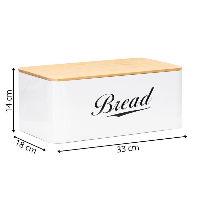 Casa si Gradina - Mobilier - Seturi de mobilier - Seturi bucatarie - Cutie pentru paine din metal cu capac din bambus, finisaj lucios, 33x18x14 cm, alb - Infinity.ro