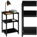 Casa si Gradina - Mobilier - Comode si corpuri - Noptiere - Noptiera cu 3 rafturi din PAL si cadru metalic, 35x31x59 cm, negru - Infinity.ro