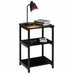 Casa si Gradina - Mobilier - Comode si corpuri - Noptiere - Noptiera cu 3 rafturi din PAL si cadru metalic, 35x31x59 cm, negru - Infinity.ro