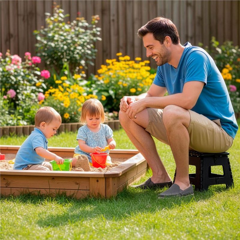 Sport si Outdoor - Camping - Mobilier pentru camping - Scaune camping - Scaun inaltator multifunctional tip scara, antiderapant, 22 cm, maxim 150 kg, negru - Infinity.ro