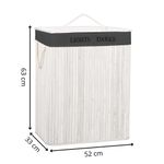 Market - Spalare si intretinere rufe - Uscatoare de rufe si accesorii - Cos pentru rufe din bambus, pliabil, cu 2 compartimente, volum 105 L, 63x52x33 cm, alb si gri inchis - Infinity.ro