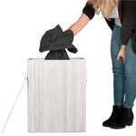 Market - Spalare si intretinere rufe - Uscatoare de rufe si accesorii - Cos pentru rufe din bambus, pliabil, cu 2 compartimente, volum 105 L, 63x52x33 cm, alb si gri inchis - Infinity.ro