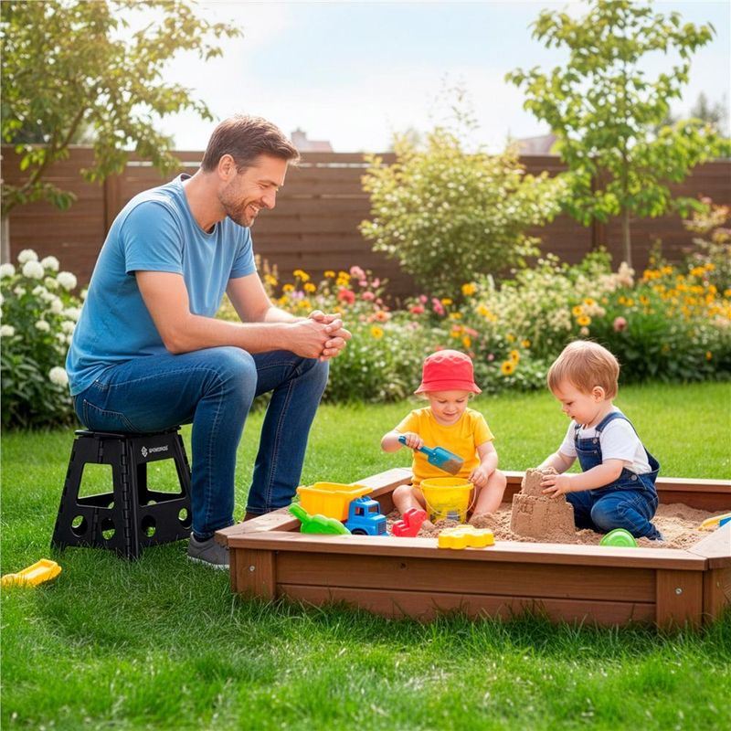 Sport si Outdoor - Camping - Mobilier pentru camping - Scaune camping - Scaun inaltator multifunctional tip scara, antiderapant, 39 cm, maxim 150 kg, negru - Infinity.ro