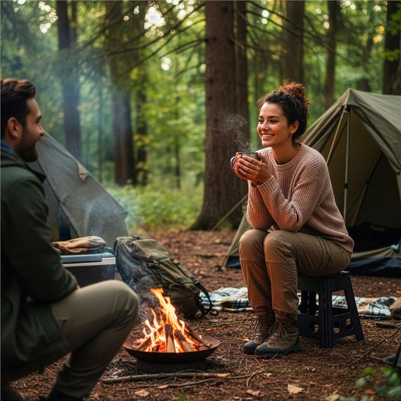 Sport si Outdoor - Camping - Mobilier pentru camping - Scaune camping - Scaun inaltator multifunctional tip scara, antiderapant, 39 cm, maxim 150 kg, negru - Infinity.ro