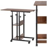 Casa si Gradina - Mobilier - Mese si birouri - Birouri - Birou reglabil pe inaltime cu rafturi si roti, blat din lemn si structura metalica, 80x40x76-86 cm, maro inchis - Infinity.ro