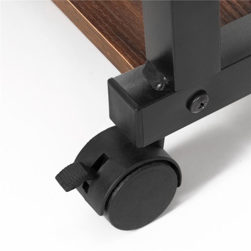 Casa si Gradina - Mobilier - Mese si birouri - Birouri - Birou reglabil pe inaltime cu rafturi si roti, blat din lemn si structura metalica, 80x40x76-86 cm, maro inchis - Infinity.ro