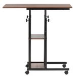 Casa si Gradina - Mobilier - Mese si birouri - Birouri - Birou reglabil pe inaltime cu rafturi si roti, blat din lemn si structura metalica, 80x40x76-86 cm, maro inchis - Infinity.ro