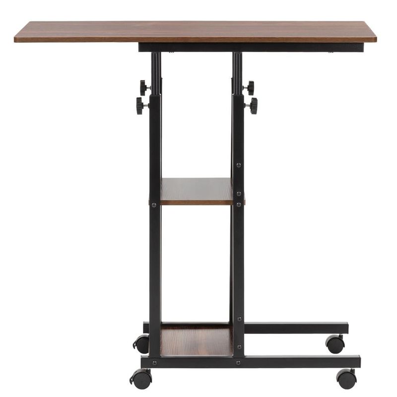 Casa si Gradina - Mobilier - Mese si birouri - Birouri - Birou reglabil pe inaltime cu rafturi si roti, blat din lemn si structura metalica, 80x40x76-86 cm, maro inchis - Infinity.ro