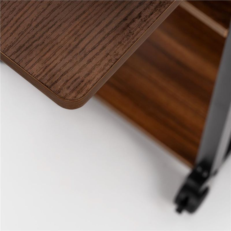 Casa si Gradina - Mobilier - Mese si birouri - Birouri - Birou reglabil pe inaltime cu rafturi si roti, blat din lemn si structura metalica, 80x40x76-86 cm, maro inchis - Infinity.ro