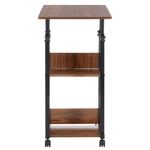 Casa si Gradina - Mobilier - Mese si birouri - Birouri - Birou reglabil pe inaltime cu rafturi si roti, blat din lemn si structura metalica, 80x40x76-86 cm, maro inchis - Infinity.ro
