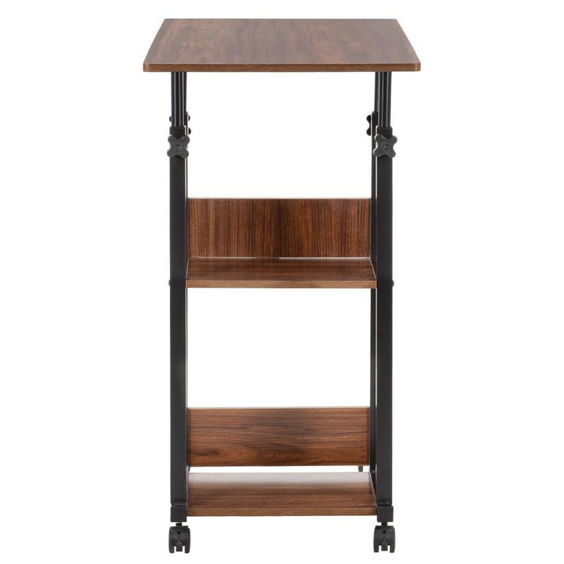 Casa si Gradina - Mobilier - Mese si birouri - Birouri - Birou reglabil pe inaltime cu rafturi si roti, blat din lemn si structura metalica, 80x40x76-86 cm, maro inchis - Infinity.ro