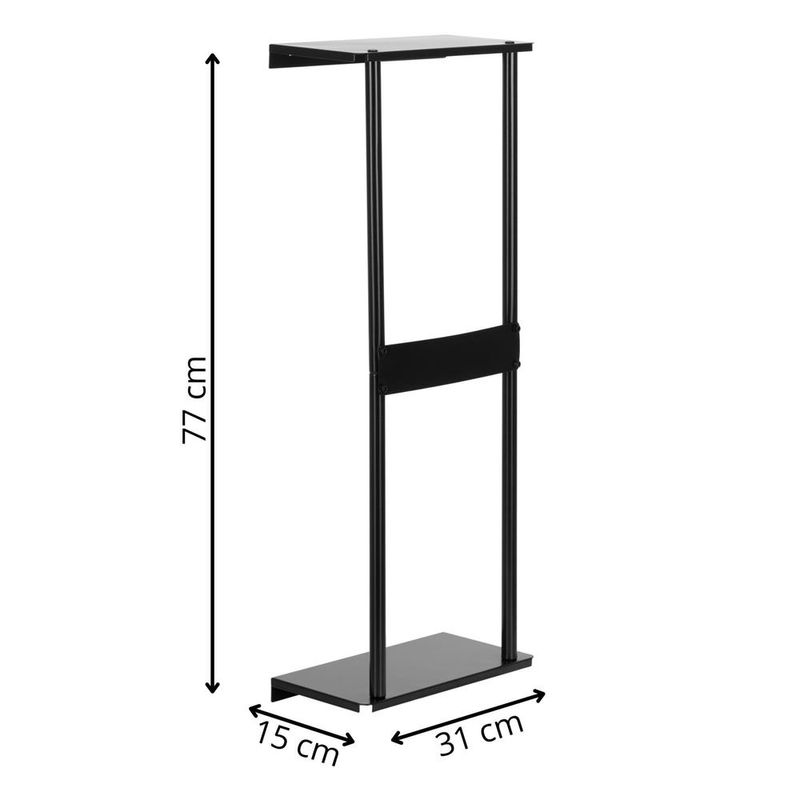 Casa si Gradina - Sanitare - Suporturi si accesorii baie - Accesorii baie - Raft metalic pentru prosoape, structura cu finisaj mat, accesorii montaj incluse, 31x15x77 cm, negru - Infinity.ro