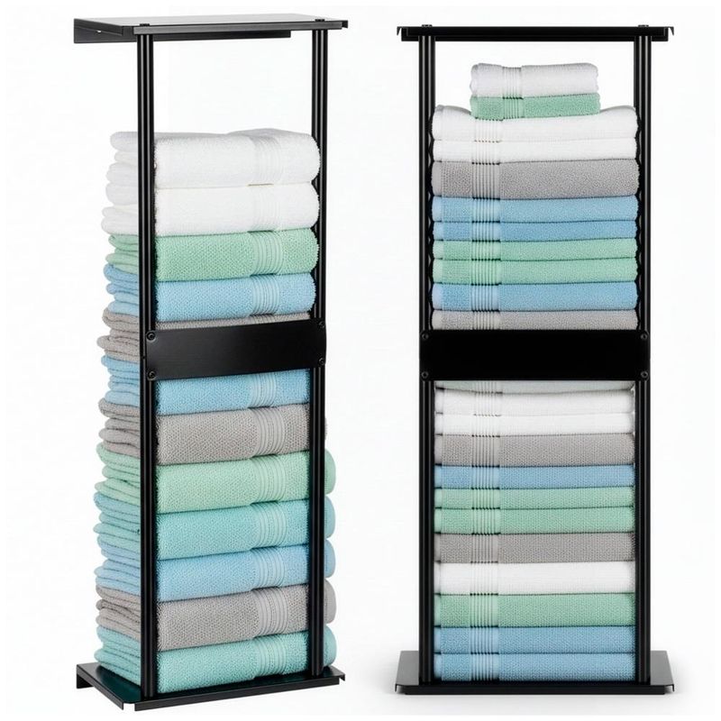 Casa si Gradina - Sanitare - Suporturi si accesorii baie - Accesorii baie - Raft metalic pentru prosoape, structura cu finisaj mat, accesorii montaj incluse, 31x15x77 cm, negru - Infinity.ro