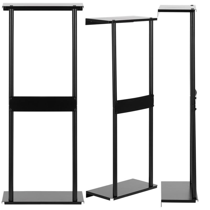 Casa si Gradina - Sanitare - Suporturi si accesorii baie - Accesorii baie - Raft metalic pentru prosoape, structura cu finisaj mat, accesorii montaj incluse, 31x15x77 cm, negru - Infinity.ro