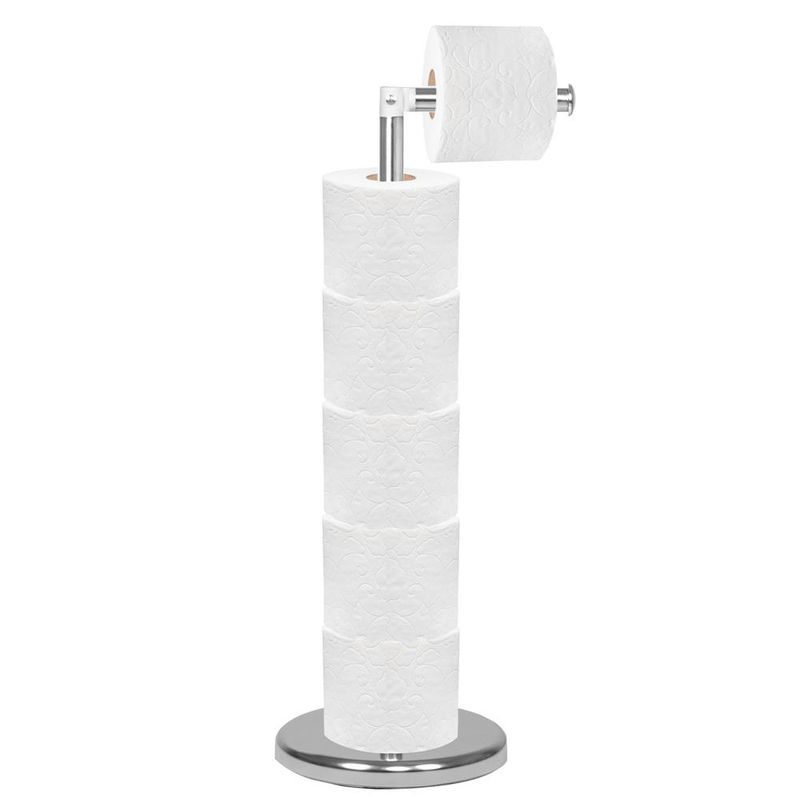 Casa si Gradina - Sanitare - Suporturi si accesorii baie - Accesorii baie - Suport hartie igienica 2 in 1 cu tija mobila, 68.5cm, argintiu - Infinity.ro