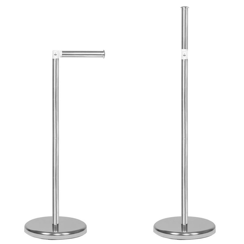 Casa si Gradina - Sanitare - Suporturi si accesorii baie - Accesorii baie - Suport hartie igienica 2 in 1 cu tija mobila, 68.5cm, argintiu - Infinity.ro
