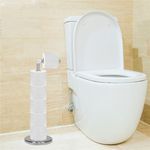 Casa si Gradina - Sanitare - Suporturi si accesorii baie - Accesorii baie - Suport hartie igienica 2 in 1 cu tija mobila, 68.5cm, argintiu - Infinity.ro