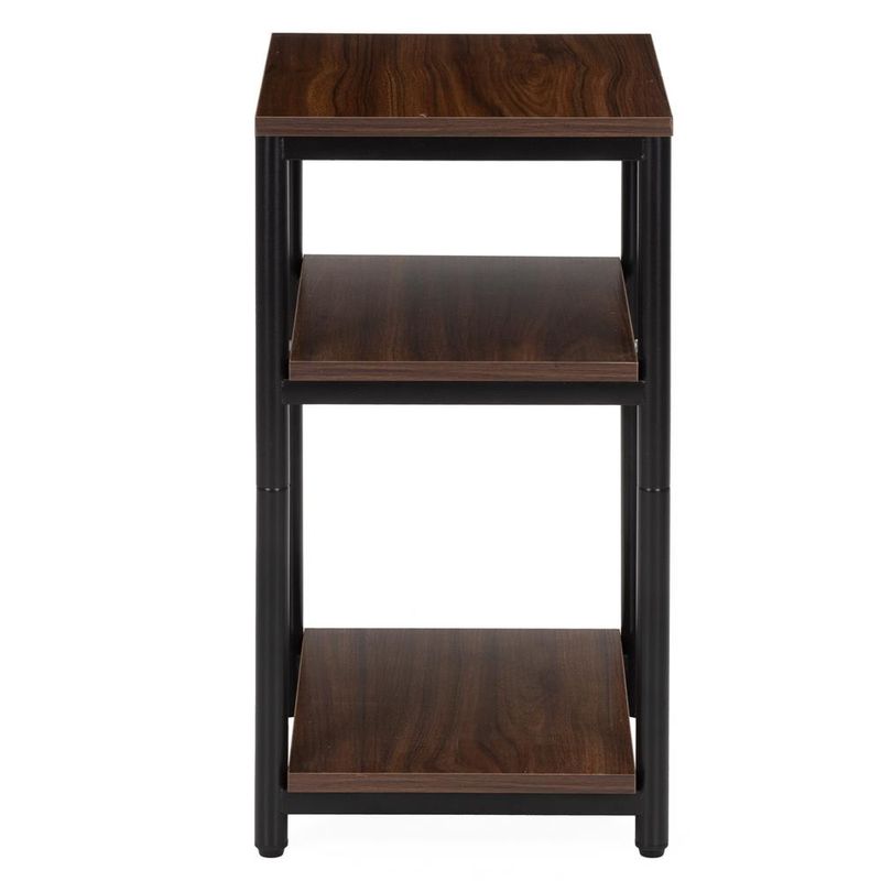 Casa si Gradina - Mobilier - Comode si corpuri - Noptiere - Noptiera cu 3 rafturi din PAL si cadru metalic, 35x31x59 cm, maro inchis - Infinity.ro