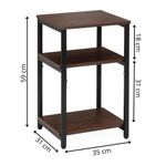 Casa si Gradina - Mobilier - Comode si corpuri - Noptiere - Noptiera cu 3 rafturi din PAL si cadru metalic, 35x31x59 cm, maro inchis - Infinity.ro