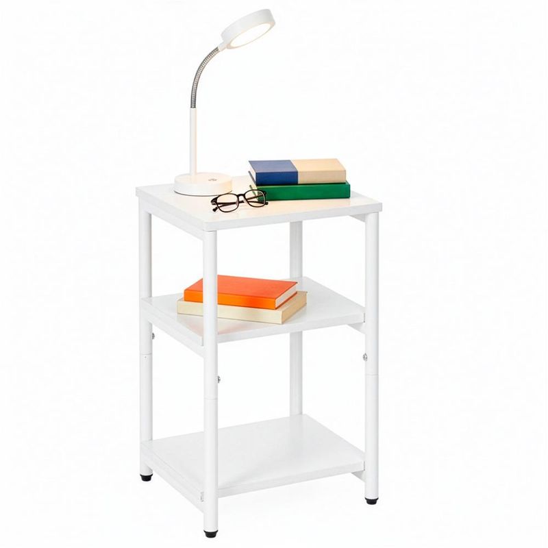 Casa si Gradina - Mobilier - Comode si corpuri - Noptiere - Noptiera cu 3 rafturi din PAL si cadru metalic, 35x31x59 cm, alb - Infinity.ro