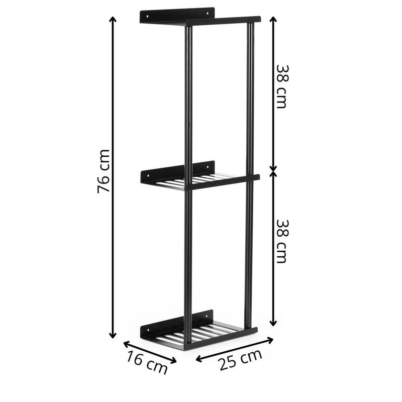 Casa si Gradina - Mobilier - Mobilier baie - Corpuri baie - Raft metalic pentru prosoape, structura cu finisaj mat, accesorii montaj incluse, 25x16x76 cm, negru - Infinity.ro