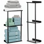 Casa si Gradina - Mobilier - Mobilier baie - Corpuri baie - Raft metalic pentru prosoape, structura cu finisaj mat, accesorii montaj incluse, 25x16x76 cm, negru - Infinity.ro