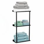 Casa si Gradina - Mobilier - Mobilier baie - Corpuri baie - Raft metalic pentru prosoape, structura cu finisaj mat, accesorii montaj incluse, 25x16x76 cm, negru - Infinity.ro