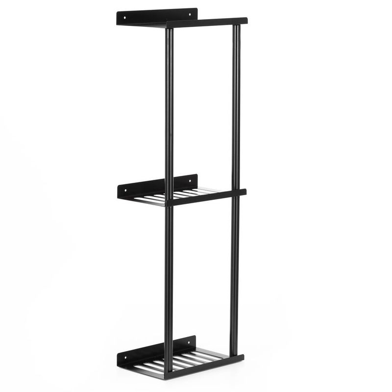 Casa si Gradina - Mobilier - Mobilier baie - Corpuri baie - Raft metalic pentru prosoape, structura cu finisaj mat, accesorii montaj incluse, 25x16x76 cm, negru - Infinity.ro