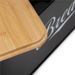 Casa si Gradina - Bucatarie si vesela - Organizare si depozitare bucatarie - Cutii alimentare - Cutie pentru paine din metal cu capac din bambus, finisaj lucios, 33x18x14 cm, negru - Infinity.ro