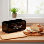 Casa si Gradina - Bucatarie si vesela - Organizare si depozitare bucatarie - Cutii alimentare - Cutie pentru paine din metal cu capac din bambus, finisaj lucios, 33x18x14 cm, negru - Infinity.ro
