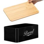Casa si Gradina - Bucatarie si vesela - Organizare si depozitare bucatarie - Cutii alimentare - Cutie pentru paine din metal cu capac din bambus, finisaj lucios, 33x18x14 cm, negru - Infinity.ro