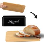 Casa si Gradina - Bucatarie si vesela - Organizare si depozitare bucatarie - Cutii alimentare - Cutie pentru paine din metal cu capac din bambus, finisaj lucios, 33x18x14 cm, negru - Infinity.ro