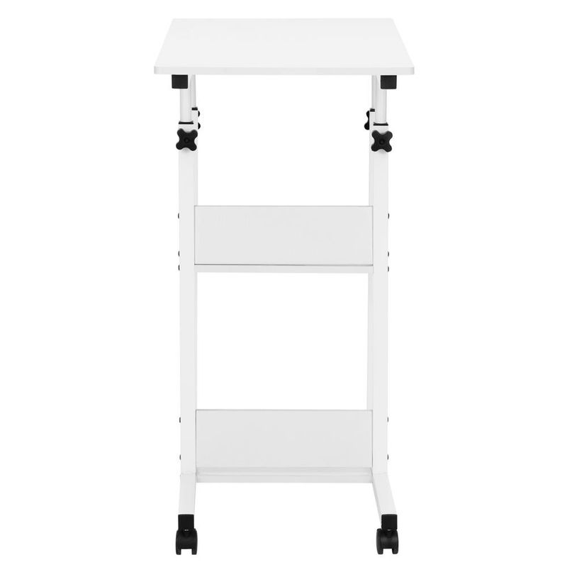 Casa si Gradina - Mobilier - Mese si birouri - Birouri - Birou reglabil pe inaltime cu rafturi si roti, blat din lemn si structura metalica, 80x40x76-86 cm, alb - Infinity.ro