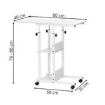 Casa si Gradina - Mobilier - Mese si birouri - Birouri - Birou reglabil pe inaltime cu rafturi si roti, blat din lemn si structura metalica, 80x40x76-86 cm, alb - Infinity.ro
