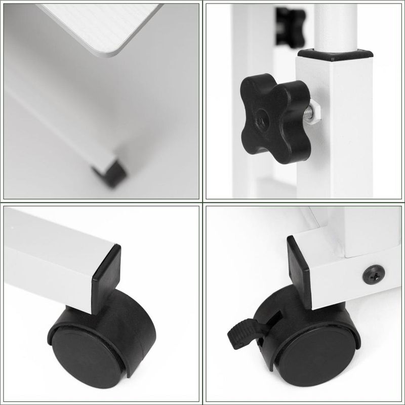 Casa si Gradina - Mobilier - Mese si birouri - Birouri - Birou reglabil pe inaltime cu rafturi si roti, blat din lemn si structura metalica, 80x40x76-86 cm, alb - Infinity.ro