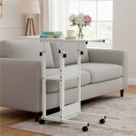 Casa si Gradina - Mobilier - Mese si birouri - Birouri - Birou reglabil pe inaltime cu rafturi si roti, blat din lemn si structura metalica, 80x40x76-86 cm, alb - Infinity.ro