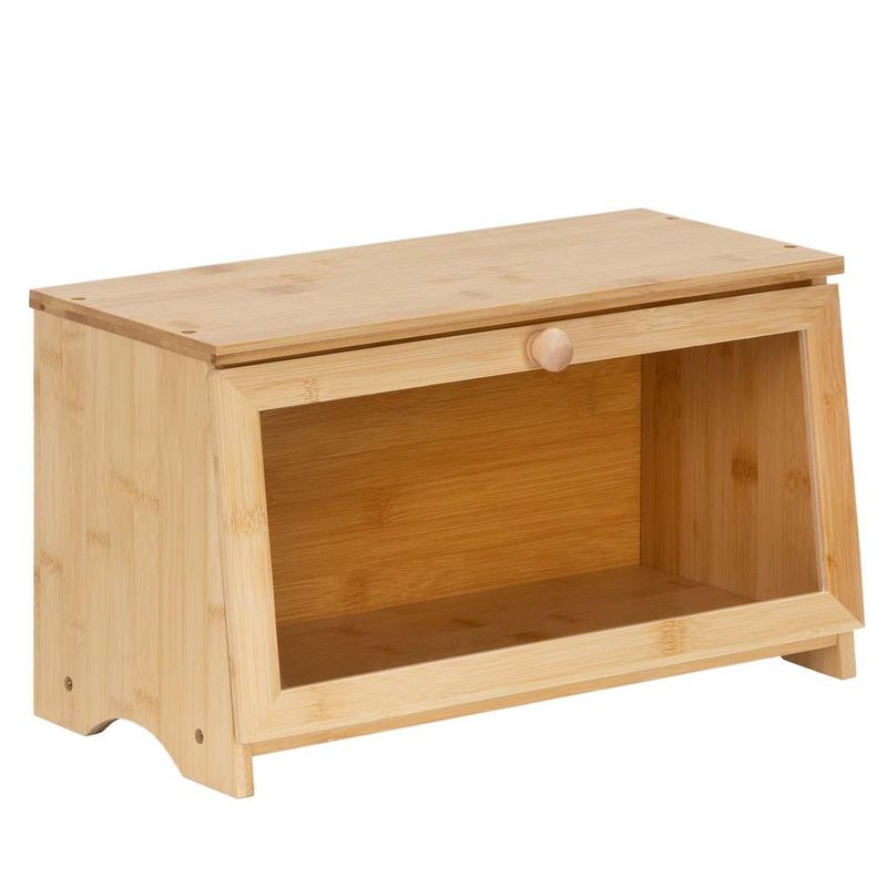 Casa si Gradina - Bucatarie si vesela - Organizare si depozitare bucatarie - Cutii alimentare - Cutie pentru paine din bambus cu fereastra transparenta, inchidere magnetica, 40x20x23 cm, bambus natural - Infinity.ro